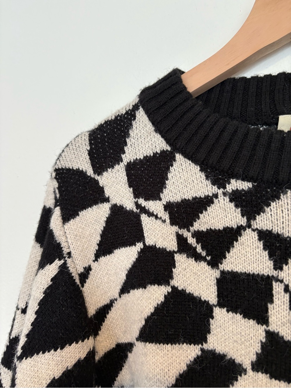 Farm Rio || Deco Knit Sweater Geometric Black White Small‎ - Picture 4 of 9
